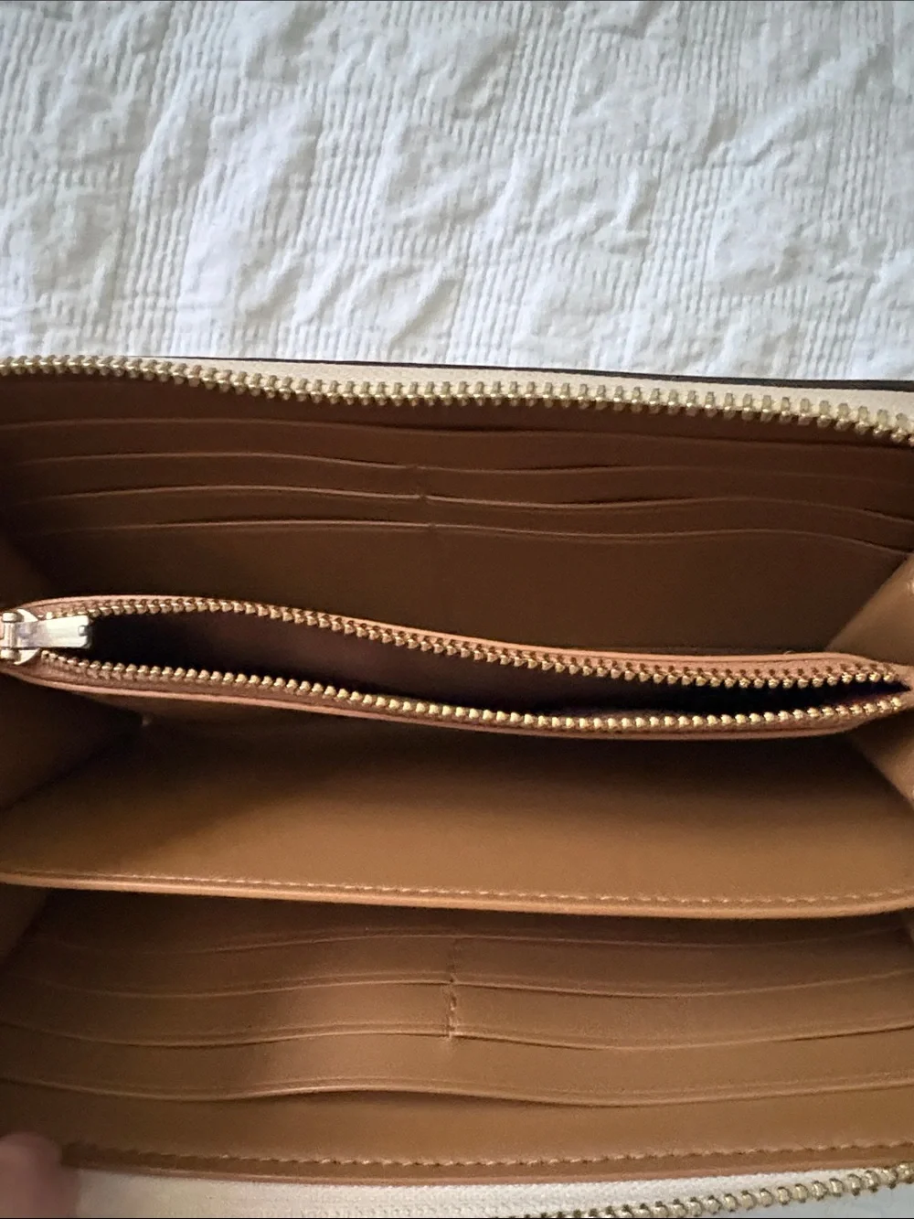 Coach Signature Zip Around Wallet in Light Brown